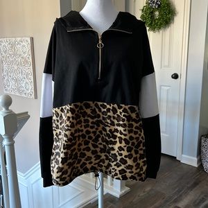 Color Block 3/4 Zip Hoodie